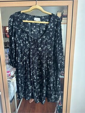 Ralph Lauren Black Floral Babydoll Dress